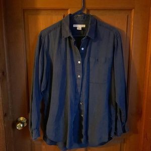 Vintage 1990s Smith & Hawken Navy Linen Shirt